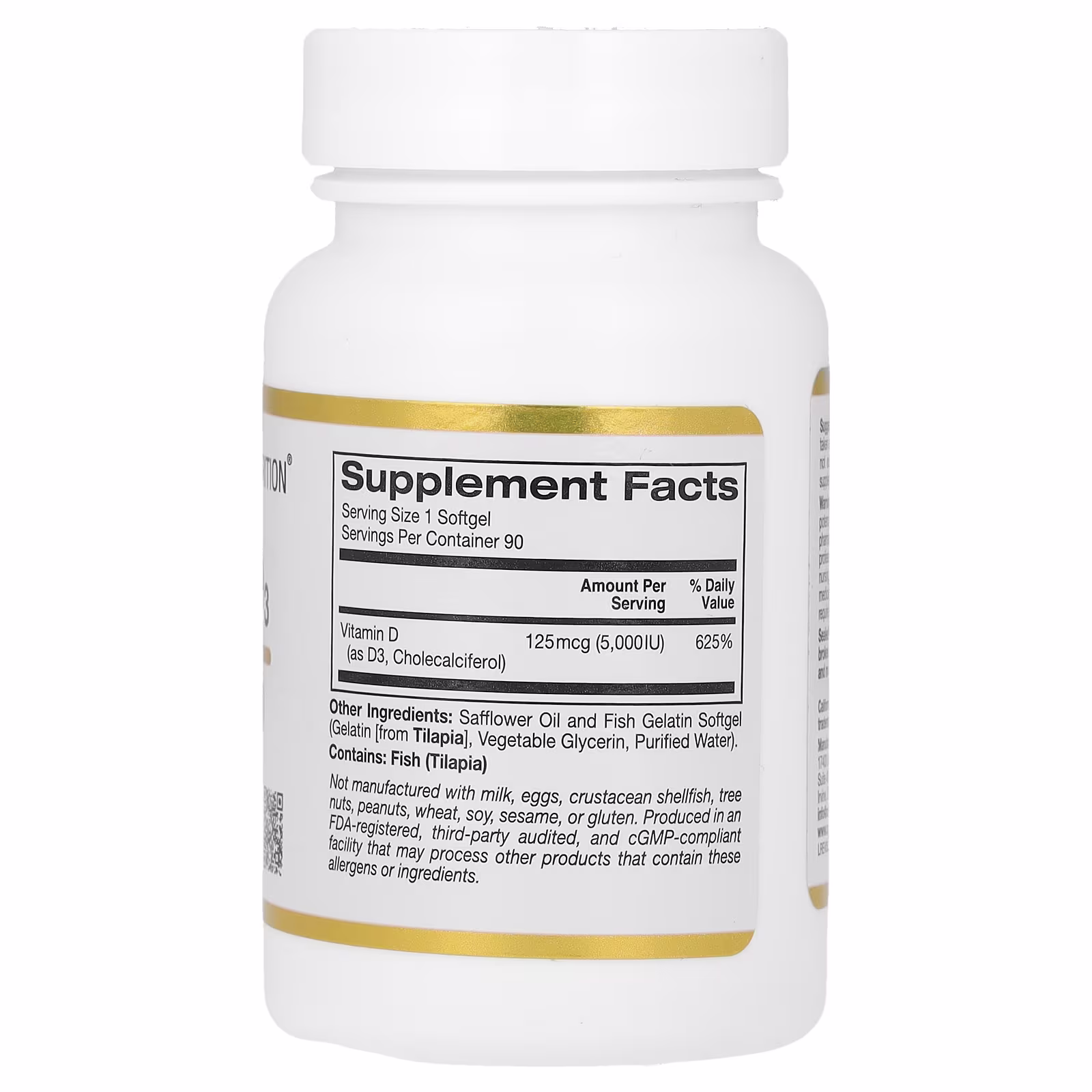 California Gold Nutrition, Vitamin D3, 50 mcg (2,000 IU), 90 Fish Gelatin Softgels - Image 2